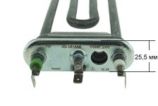 ТЭН (нагреватель) L=190 мм, 1700W, прямой с отверстием стиральной машины Indesit, Ariston